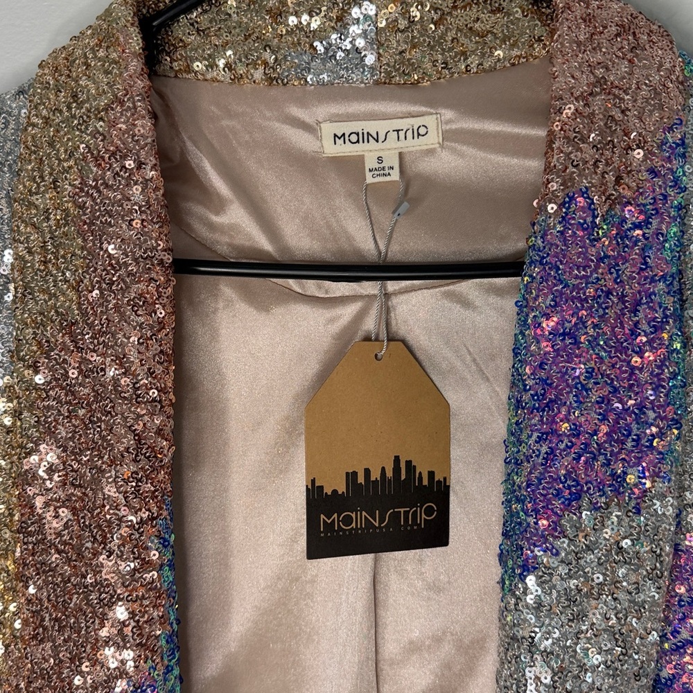 New Main Strip Multicolor Sequin Blazer small - Picture 3 of 5